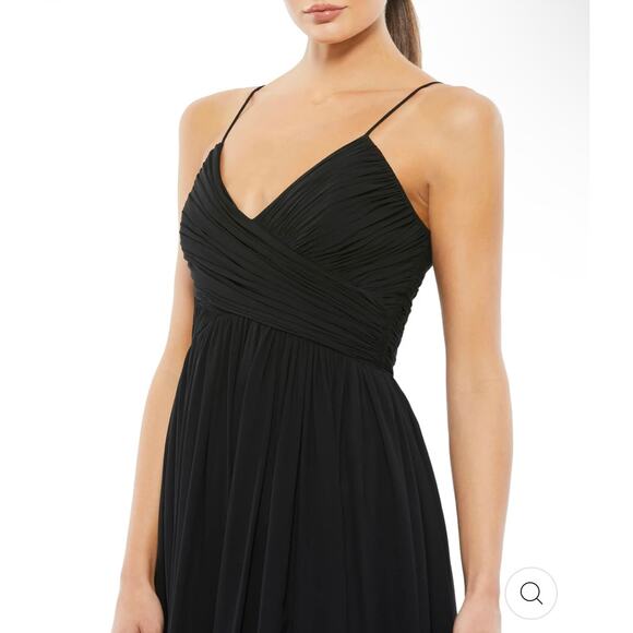 Ieena Mac Duggal Black Faux Wrap Sleeveless Flowy Midi Dress Sz Small NWT #70099 - Picture 3 of 15